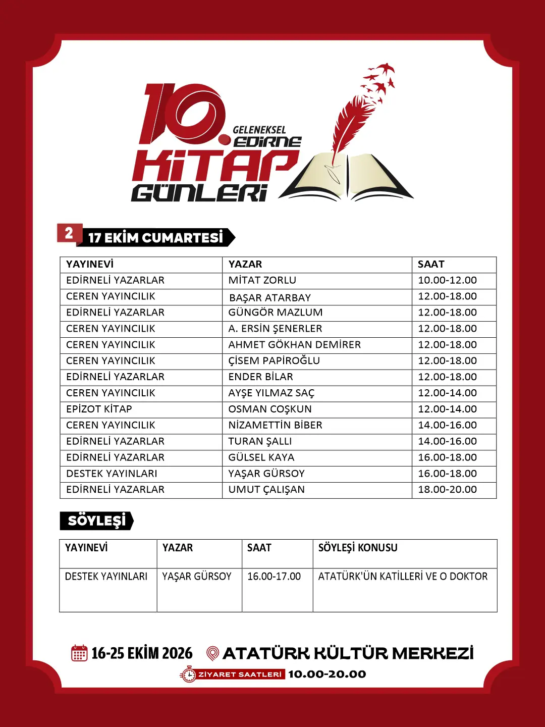 10. GELENEKSEL EDİRNE KİTAP GÜNLERİ’NİN PROGRAMI AÇIKLANDI galeri görseli